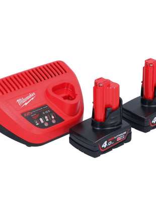 Amoladora recta Milwaukee M12 FDGA-402 angular 12 V 6/8 mm sin escobillas + 2x batería 4,0 Ah + cargador