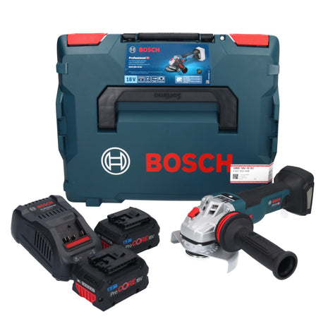 Bosch GWS 18V-10 SC Akku Winkelschleifer 18 V 125 mm Brushless + 2x ProCORE Akku 8,0 Ah + Ladegerät + L-Boxx