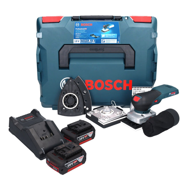Bosch GSS 18V-13 levigatrice orbitale a batteria 18 V + 2x batteria ricaricabile 5,0 Ah + caricabatterie + L-BOXX