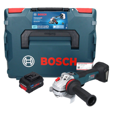 Bosch GWS 18V-10 PSC Professional Meuleuse angulaire sans fil 18 V 125 mm Brushless + 1x batterie ProCORE 8,0 Ah + L-Boxx - sans chargeur