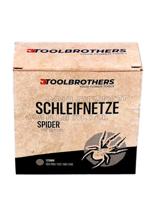 Toolbrothers SPIDER Schleifset Netzschleifmittel 2 Packungen 80x Schleifnetze 125mm Klett je 20x P80 / P120 / P180 / 240 für Hartholz, Weichholz, Lack, Stein, Stahl, Aluminium, Furnier - Toolbrothers