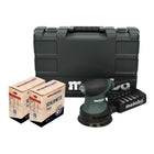 Metabo FSX 200 Intec levigatrice rotorbitale 240 W 125 mm + 2x Toolbrothers SPIDER set di reti abrasive + valigetta
