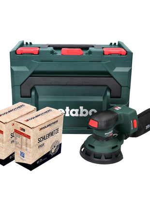 Metabo SXA 18 LTX 125 BL akumulatorowa szlifierka oscylacyjna 18 V 125 mm ( 600146840 ) bezszczotkowa + 2x zestaw ścierny sieciowy Toolbrothers SPIDER + metaBOX - bez akumulatora, bez ładowarki