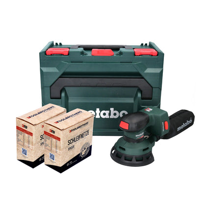 Metabo SXA 18 LTX 125 BL Levigatrice orbitale a batteria 18 V 125 mm (600146840) senza spazzole + 2x Set di abrasivi Toolbrothers SPIDER net + metaBOX - senza batteria, senza caricabatterie