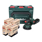 Metabo SXA 18 LTX 125 BL Levigatrice orbitale a batteria 18 V 125 mm (600146840) senza spazzole + 4x set di abrasivi Toolbrothers SPIDER net + metaBOX - senza batteria, senza caricabatterie