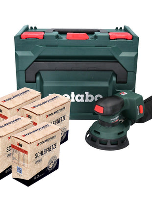 Metabo SXA 18 LTX 125 BL Akku Exzenterschleifer 18 V 125 mm ( 600146840 ) Brushless + 4x Toolbrothers SPIDER Netzschleifmittel Set + metaBOX - ohne Akku, ohne Ladegerät