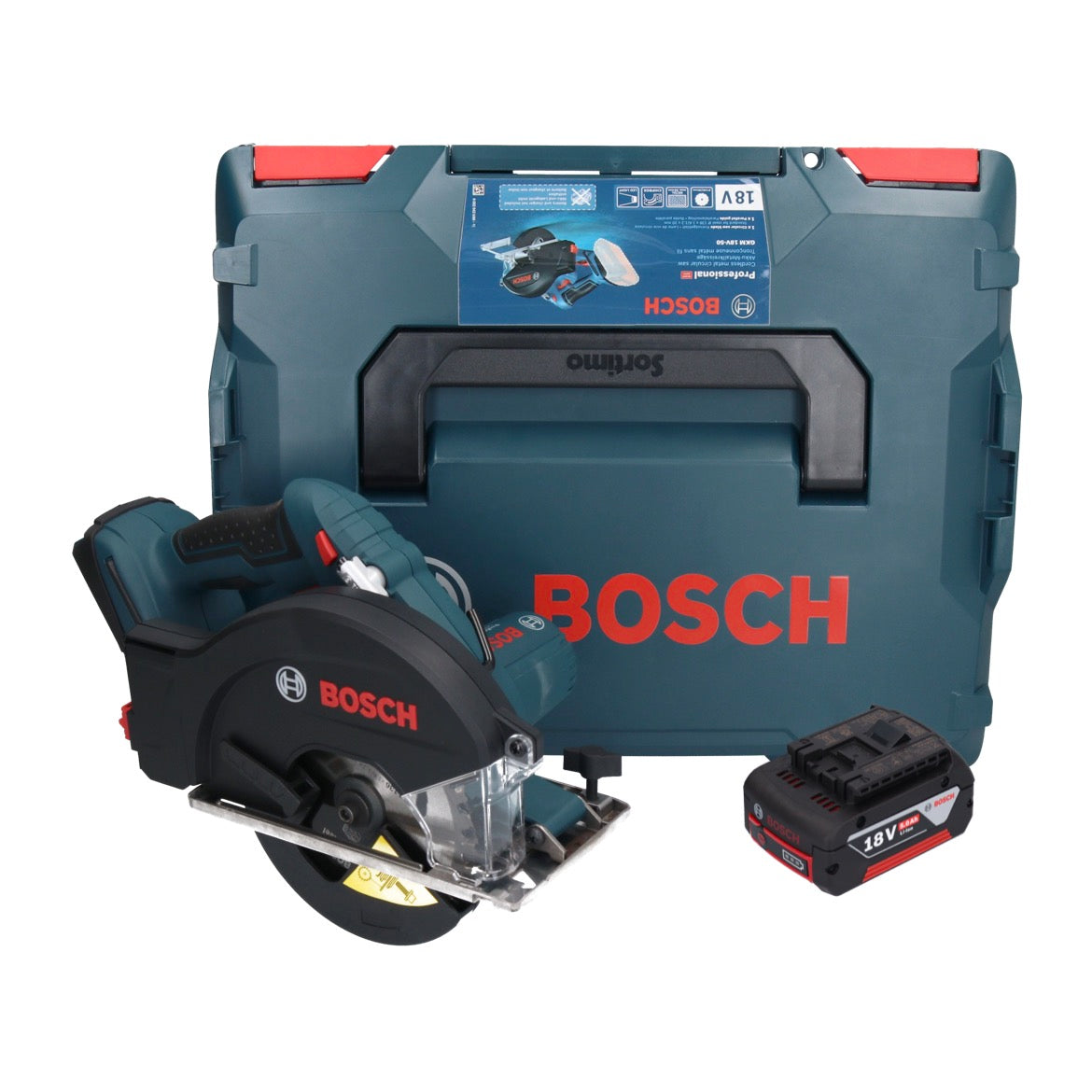 Bosch GKM 18V-50 Sega circolare professionale a batteria per metalli 18 V 136 mm brushless + 1x batteria ricaricabile 5,0 Ah + L-Boxx - senza caricabatterie