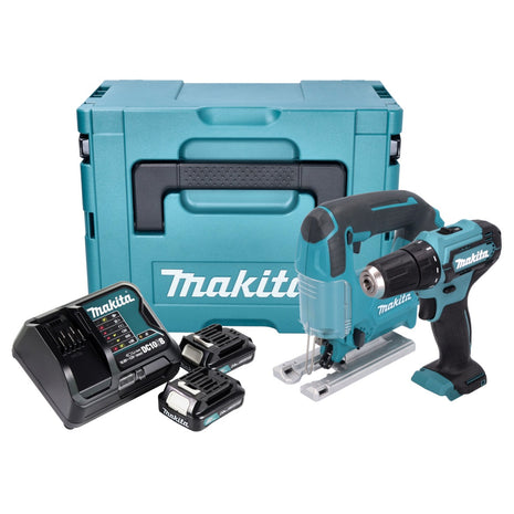 Juego especial de batería Makita CLX 237 SAJ Taladro percutor a batería DF 333 D + sierra de calar a batería JV 101 D + 2x batería 2,0 Ah + cargador + Makpac