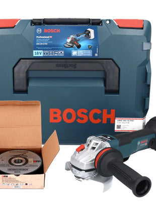 Bosch GWS 18V-10 PSC Professional Akku Winkelschleifer 18 V 125 mm ( 06019G3F0B ) Brushless + L-Boxx + Toolbrothers MANTIS Trennscheiben- Set - ohne Akku, ohne Ladegerät - Toolbrothers