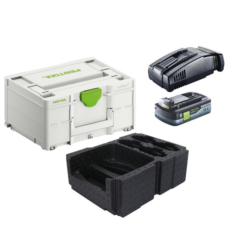 Festool Energie Set 1x BP 18 Li 4,0 Ah HPC-ASI Akkupack 18V 4,0 Ah HighPower ( 205034 ) + SCA 16 Schnellladegerät 10,8 V - 18 V ( 576953 ) + Systainer - Toolbrothers