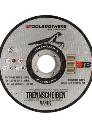 Makita DGA 506 Z Meuleuse d'angle sans fil 18 V 125 mm Brushless Solo + Toolbrothers MANTIS Set de disques à tronçonner - sans batterie, sans chargeur