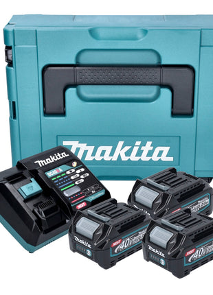 Kit de fuente de alimentación Makita 3x batería BL 4020 40 V máx. 2,0 Ah XGT + cargador DC 40 RA + Makpac