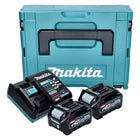 Kit de fuente de alimentación Makita (191J81-6) 2x batería BL 4025 40 V máx. 2,5 Ah XGT + cargador DC 40 RA + Makpac