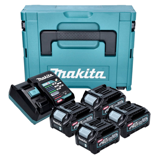 Kit di alimentazione Makita 4x batteria BL 4025 40 V max. 2,5 Ah XGT + caricatore DC 40 RA + Makpac