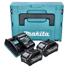 Kit di alimentazione Makita ( 191J97-1 ) 2x batteria BL 4040 40 V max. 4,0 Ah XGT + caricatore DC 40 RA + Makpac