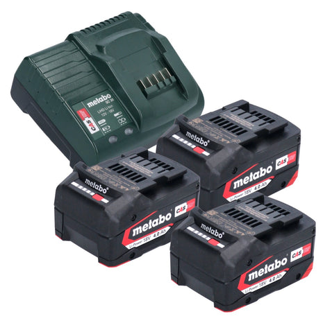 Metabo Basic Set 3x batería Li-Power 18 V 4,0 Ah + cargador Metabo SC 30 12 - 18 V