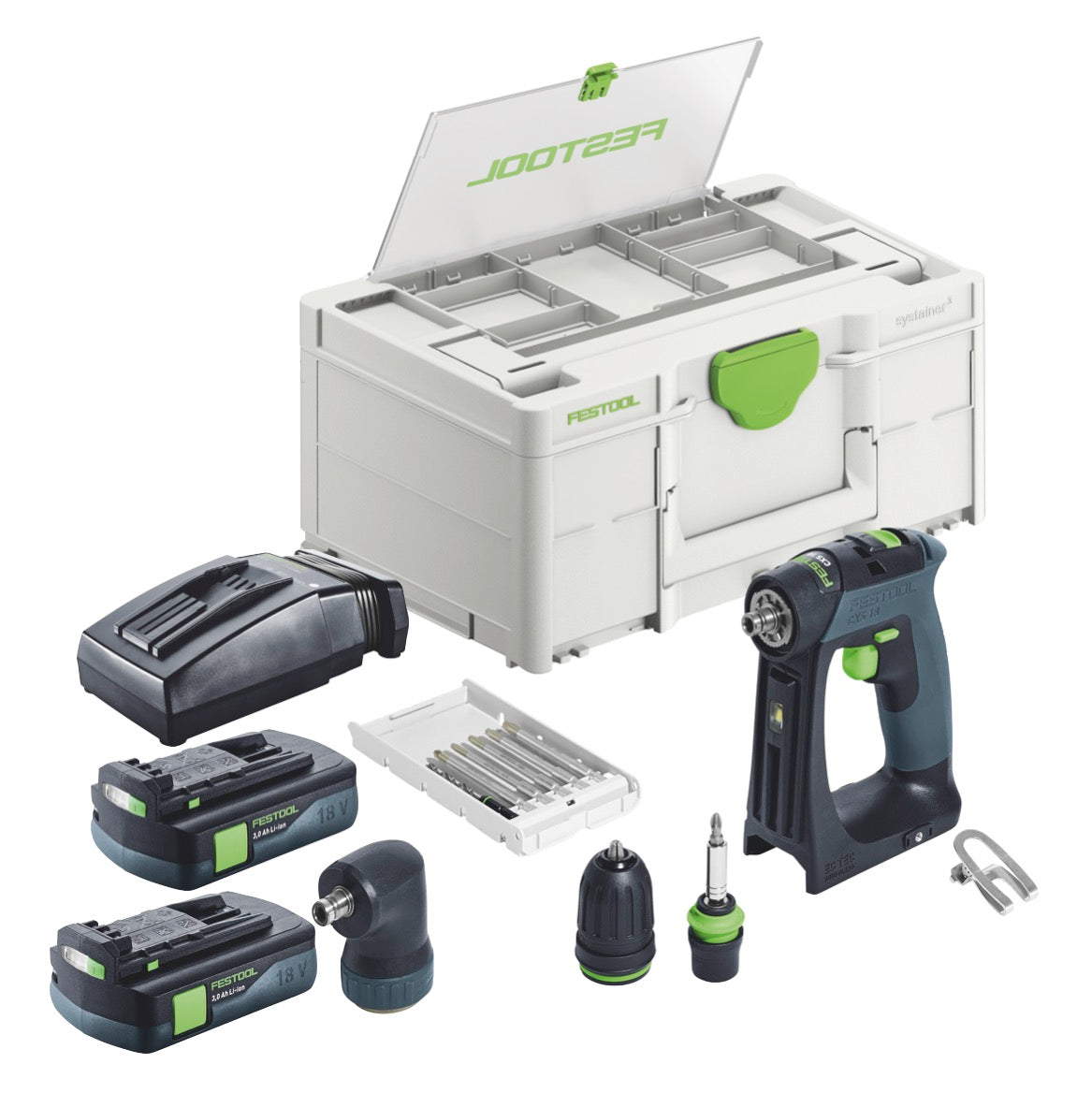 Festool CXS 18-3,0-Set trapano avvitatore a batteria 18 V 40 Nm brushless + 1x batteria 3,0 Ah + caricabatterie + systainer ( 576884 )