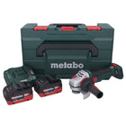 Smerigliatrice angolare a batteria Metabo WB 18 LTX BL 15-125 Quick 18 V 125 mm senza spazzole + 2x batteria ricaricabile 8,0 Ah + caricatore + metaBOX