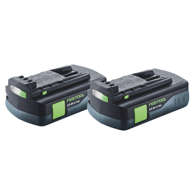 Festool Akku Set 2x BP 18 Li 3,0 C Akku 18 V 3,0 Ah / 3000 mAh Li-Ion ( 2x 577658 ) mit Ladestandanzeige - Toolbrothers