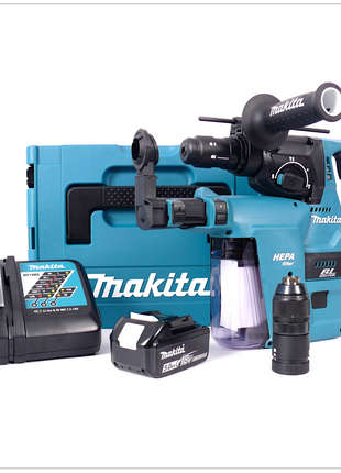 Makita DHR 243 RTJV Akku Bohrhammer 18 V 2,0 J SDS plus Brushless + 2x Akku 5,0 Ah + Ladegerät + Staubabsaugung + Makpac - Toolbrothers