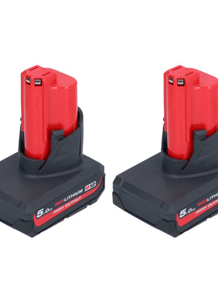 Milwaukee Akku Set 2x M12 HB5 High Output 12 V 5,0 Ah / 5000 mAh Li-Ion Akku ( 2x 4932480165 ) - Toolbrothers