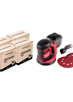 4x Toolbrothers TURTLE Schleifset 125mm + Milwaukee M18 BOS125-0 Akku Exzenterschleifer 18V 125mm Solo - ohne Akku, ohne Ladegerät - Toolbrothers