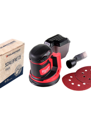 Toolbrothers SPIDER Schleifnetz-Set 125mm + Milwaukee M18 BOS125-0 Akku Exzenterschleifer 18V 125mm Solo - ohne Akku, ohne Ladegerät - Toolbrothers