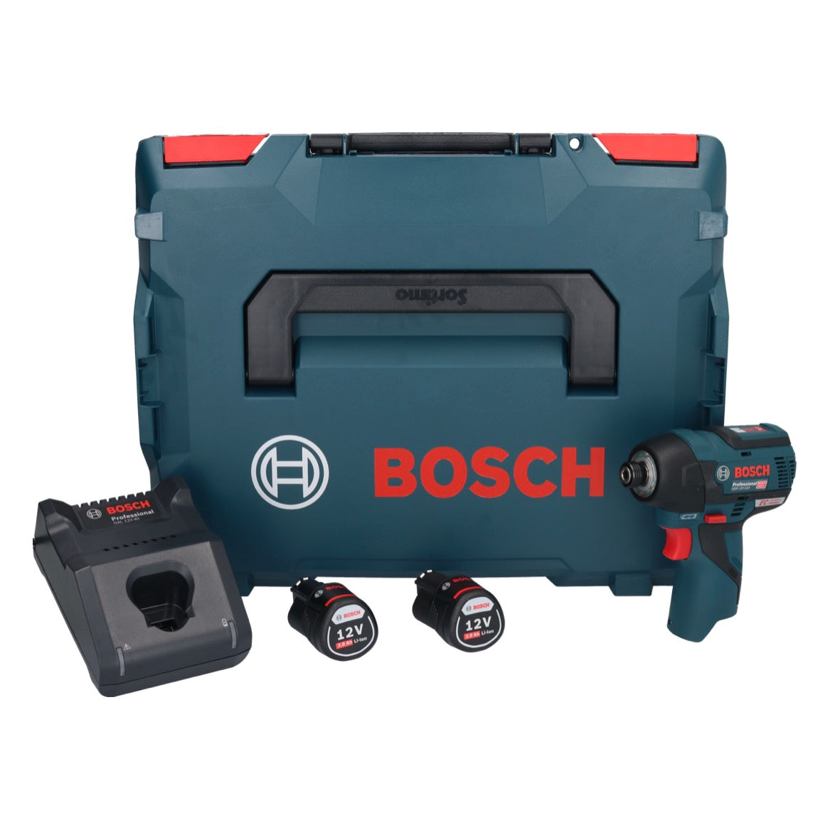Bosch GDR 12V-110 Professional 12 V 110 Nm 1/4'' Avvitatore a impulsi senza spazzole + 2x batteria 2,0 Ah + caricabatterie + L-Boxx