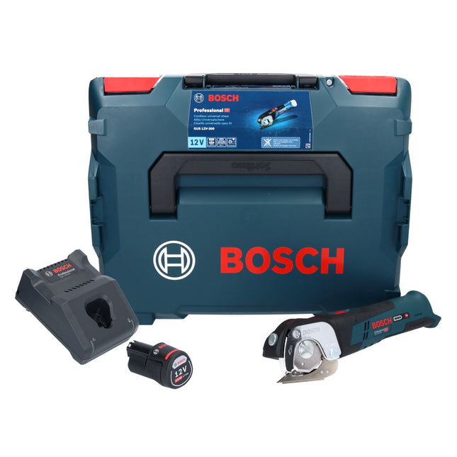 Bosch GUS 12V-300 Cesoie universali professionali a batteria 12 V + 1x batteria ricaricabile 2,0 Ah + caricabatterie + L-Boxx