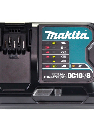 Kit source d'alimentation Makita 4x batterie BL 1021 B 12 V max. 2,0 Ah CXT (4x 197396-9) + chargeur DC 10 SB (197363-4) + Makpac