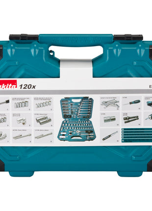 Makita Werkzeug Set 3/8" 1/4" 120 tlg. ( E-06616 ) Schraubendreher / Ratsche / Schraubenschlüssel / Bits + Koffer - Toolbrothers