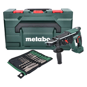 Metabo KH 18 LTX 24 18 V 2,1 J SDS plus trapano a percussione a batteria + set di punte e trapani da 10 pz. + metaBOX - senza batteria, senza caricabatterie