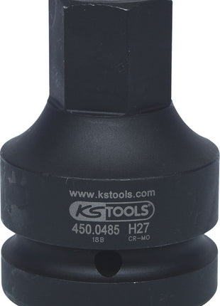 KS TOOLS 1" Kraft-Bit-Stecknuss Innensechskant, kurz, 27 mm ( 450.0485 ) - Toolbrothers