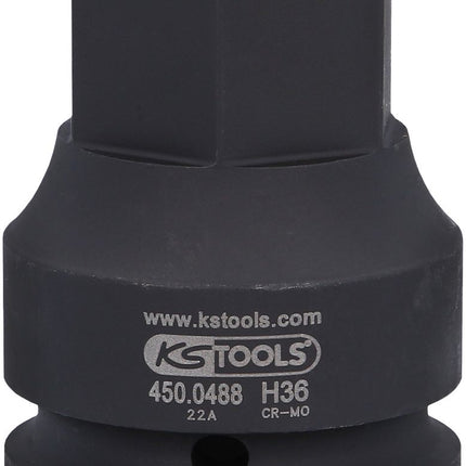 KS TOOLS 1" Kraft-Bit-Stecknuss Innensechskant, kurz, 36 mm ( 450.0488 ) - Toolbrothers