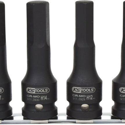 KS TOOLS 1/2" Kraft-Bit-Stecknuss-Satz, lang, 6-tlg ( 515.1104 ) - Toolbrothers