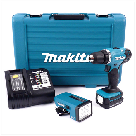 Makita DDF 343 RHJ - 1L 14,4V Akku Bohrschrauber mit 1x 1,5 Ah Akku, Ladegerät, BML 146 Lampe im Makita Koffer - Toolbrothers