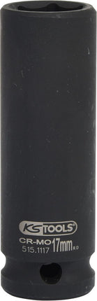 KS TOOLS Bussola esagonale 1/2' per avvitatori ad impulsi, lunga, 17mm ( 515.1117 )