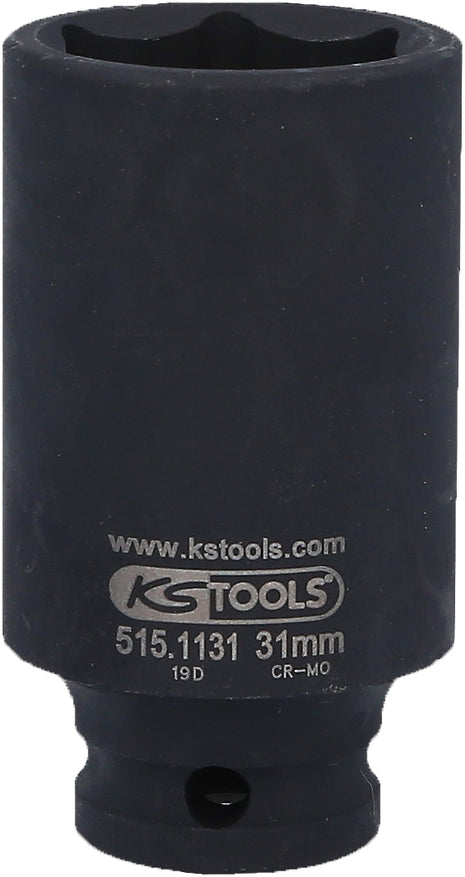 KS TOOLS 1/2" Sechskant-Kraft-Stecknuss, lang, 31mm ( 515.1131 ) - Toolbrothers