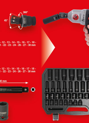 KS TOOLS Juego de vasos de impacto hexagonales de 1/2", 40 piezas (515.0065)