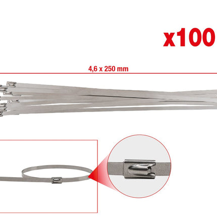 KS TOOLS Edelstahl Kabelbinder mit Kugelverschluss, 4,6x250mm, 100 Stück ( 115.1592 ) - Toolbrothers
