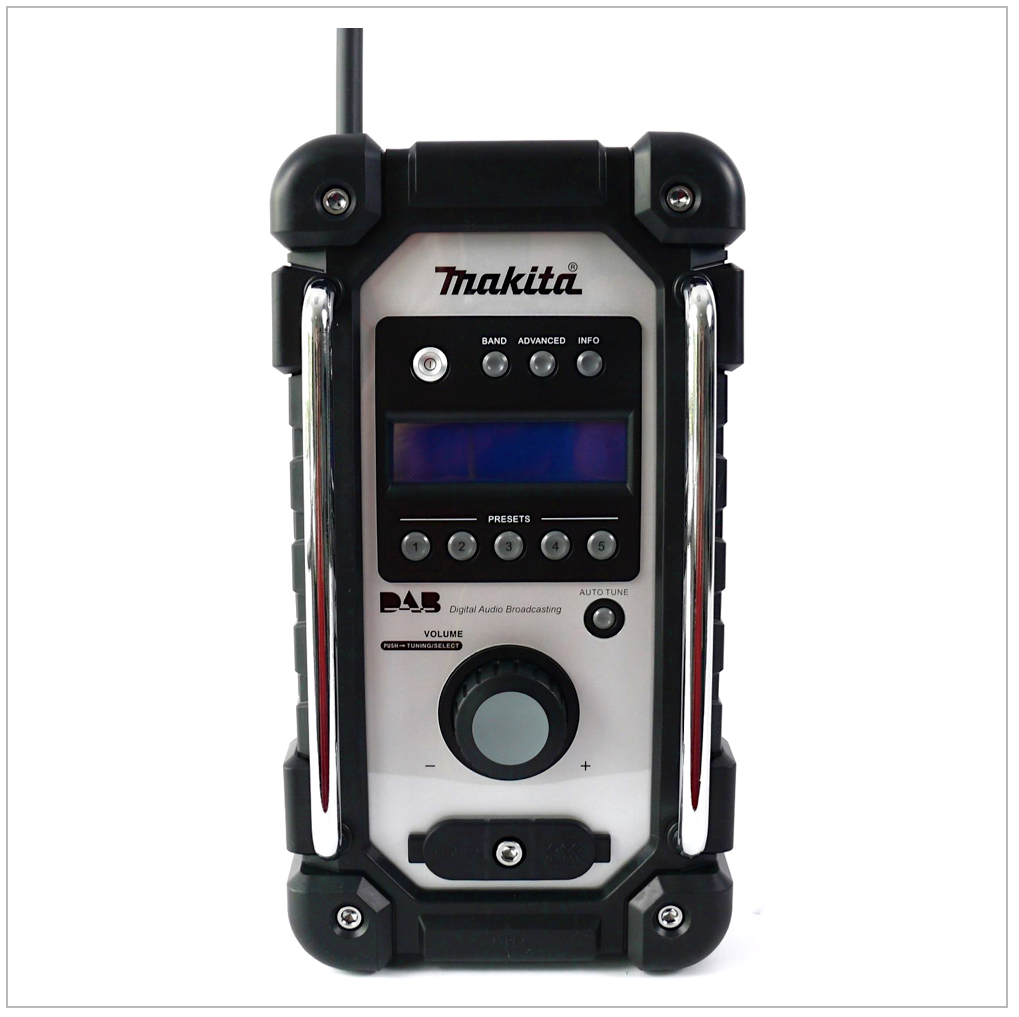Makita DMR 104 W Akku Baustellenradio 7,2 - 18 V FM AUX DAB weiß Solo - ohne Akku, ohne Ladegerät