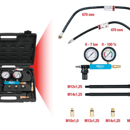 KS TOOLS Zylinder-Druckverlust-Tester, 9-tlg ( 150.1780 ) - Toolbrothers