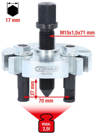 KS TOOLS Universal-Riemenscheiben-Abzieher 3-armig, 70mm ( 150.3130 ) - Toolbrothers