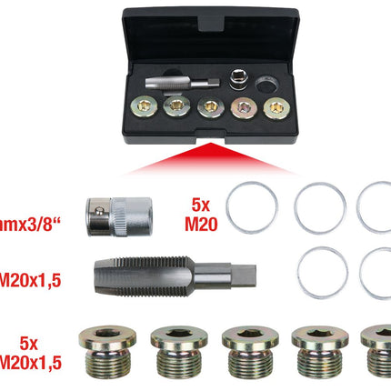 KS TOOLS Ölablassschrauben-Gewindereparatur-Satz, 12-tlg M20 x 1,5 ( 150.4940 ) - Toolbrothers