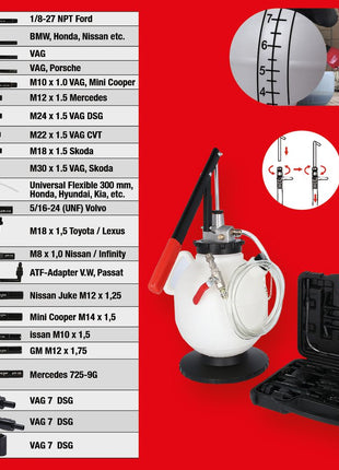 KS TOOLS Universal Getriebeöl-Füllsystem-Satz mit 23-tlg Adaptersatz ( 150.9105 ) - Toolbrothers