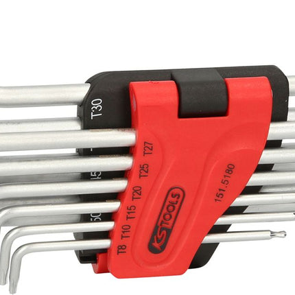 KS TOOLS Kugelkopf-Torx-Winkelstiftschlüssel-Satz, lang, 10-tlg ( 151.5180 ) - Toolbrothers