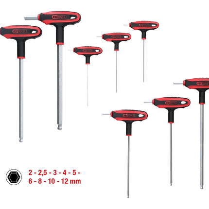 KS TOOLS T-Griff-Innensechskant-Kugelkopf-Schlüssel-Satz, 9-tlg ( 151.8150 ) - Toolbrothers