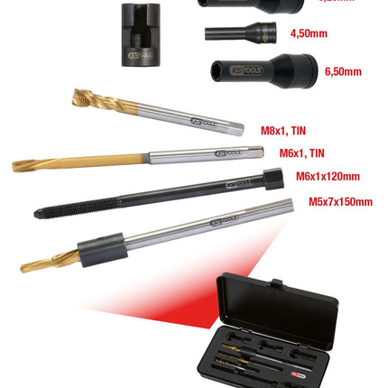 KS TOOLS Kit di estrazione e ripristino sedi candelette M8x1,0,8 pz ( 152.1020 )
