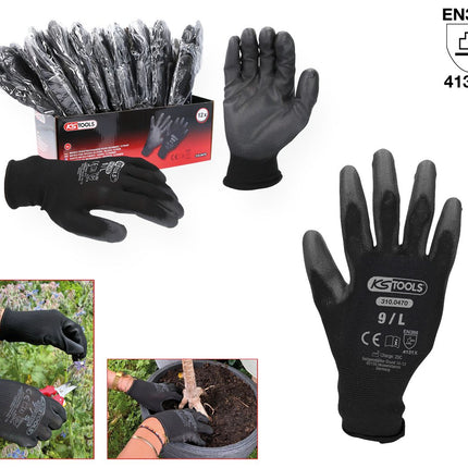 KS TOOLS Mikro-Feinstrickhandschuhe-schwarz, 9, 12 Paar ( 310.0470 ) - Toolbrothers