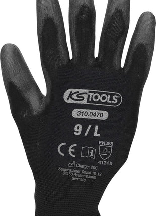 KS TOOLS Mikro-Feinstrickhandschuhe-schwarz, 9, 12 Paar ( 310.0470 ) - Toolbrothers